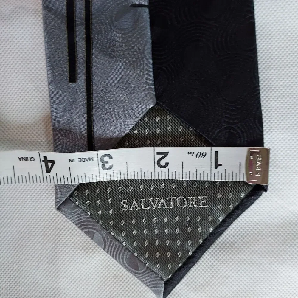 Salvatore Pellegrino IL Pinttore Italian Silk Mens Neck Tie Gray Black Blue